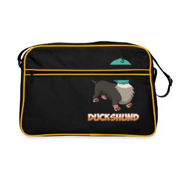Dachshund Duck Duckshund - Retro Tasche - Schwarz/Gold - Vorne
