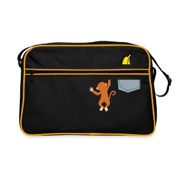 Singe dans une poche - Sac Retro - noir/or - Devant