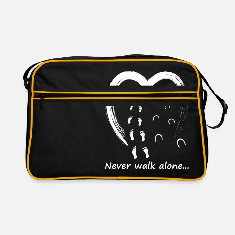 Never walk alone Reiten Pferde Hufe Spuren Liebe - Retro Tasche - Schwarz/Gold
