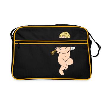 Musikalischer Engel - Retro Tasche - Schwarz/Gold - Vorne