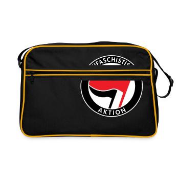 Antifacist Action, Antifa Logo, Flags - Retro Bag - black/gold - Front