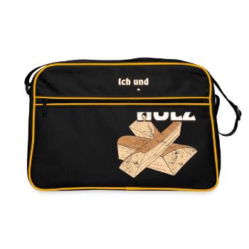 Holzscheid Ich und mein Holz Grunge - Retro Tasche - Schwarz/Gold - Vorne