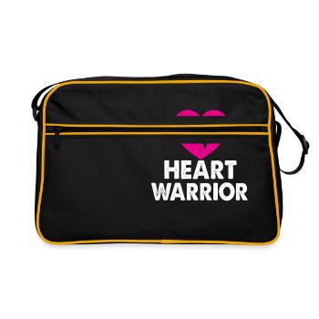 Heart Warrior Herzkrank Kämpfer Genesung Geschenk - Retro Tasche - Schwarz/Gold - Vorne