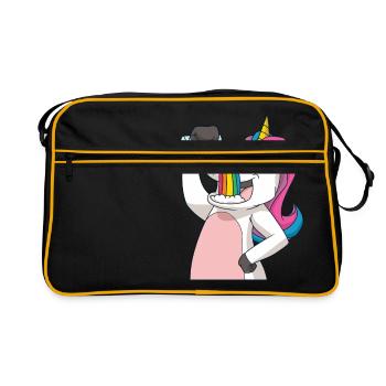 La licorne boit l'arc-en-ciel - Sac Retro - noir/or - Devant