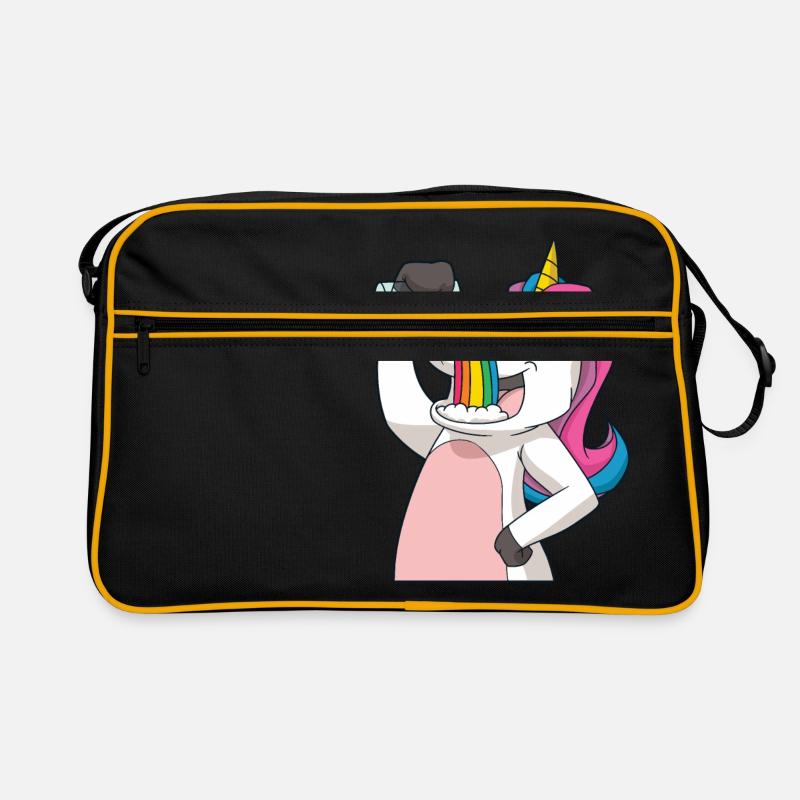 Einhorn trinkt den Regenbogen Retro Tasche