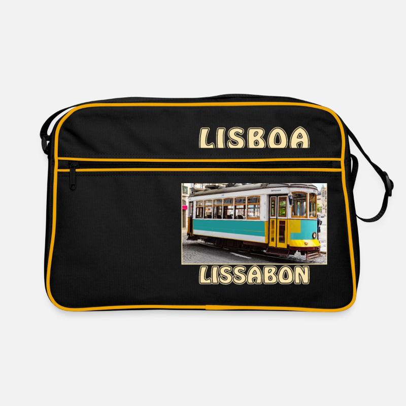 Lisboa Strassenbahn Lissabon - Retro Tasche - Schwarz/Gold