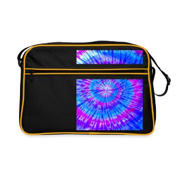 Motif abstrait coloré Batik Violet Bleu - Sac Retro - noir/or - Devant
