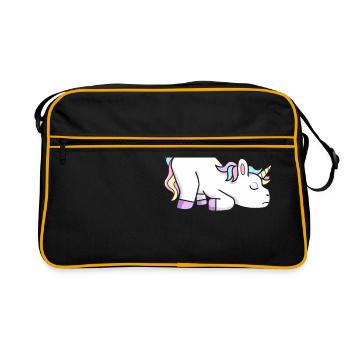 Einhorn Müde - Retro Tasche - Schwarz/Gold - Vorne