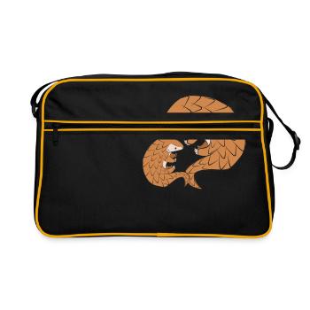 Cute Pangolins - Pangolin Lover Gift - Retro Tasche - Schwarz/Gold - Vorne