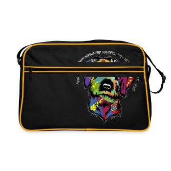 German Wirehaired Pointer dog design art - Retro Bag - black/gold - Front