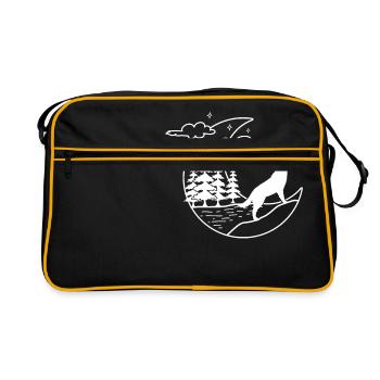 Nature Lover Gift-Howling Wolf-Wolf Lover - Retro Bag - black/gold - Front