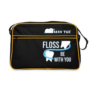 Dentist tooth teeth female dentist doctor dental hygienist - Retro Bag - black/gold - Front