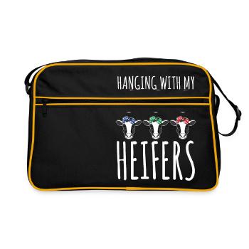Bandana mignon de vache - suspendu avec mes génisses - Sac Retro - noir/or - Devant