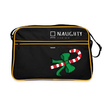 Christmas Candy Cane Gift Design - I Tried Checkli - Retro Tasche - Schwarz/Gold - Vorne