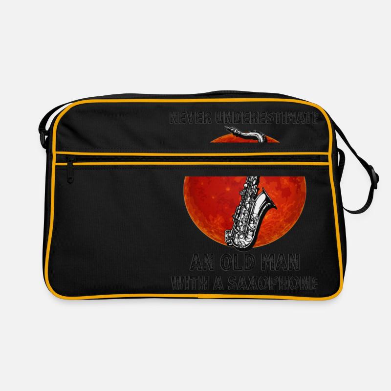 Unterschätze niemals einen alten Mann mit einem Saxophon Retro Tasche