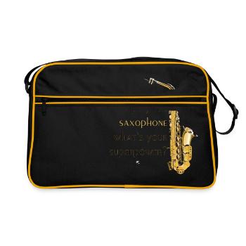 Illustration de saxophone avec inscription - Sac Retro - noir/or - Devant