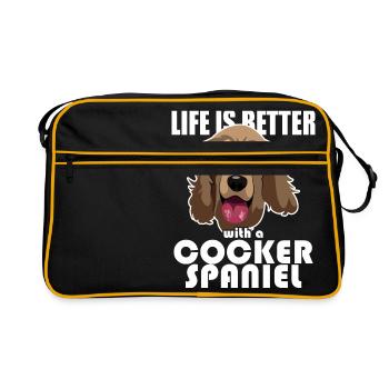 La vie est meilleure avec un cocker - Sac Retro - noir/or - Devant