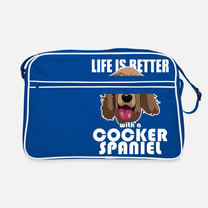 Mit einem Cocker Spaniel ist das Leben besser Retro Tasche