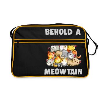 Voici un Meowtain Drôle Kawaii Cat Mountain Kitty - Sac Retro - noir/or - Devant