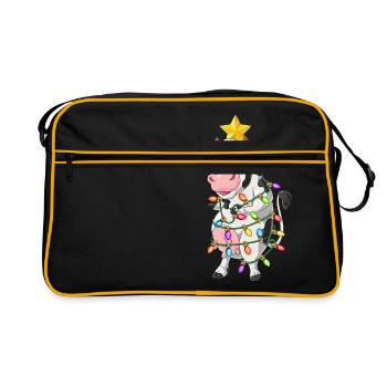 Vache Noël Sapin de Noël Santa Hat Lus - Sac Retro - noir/or - Devant