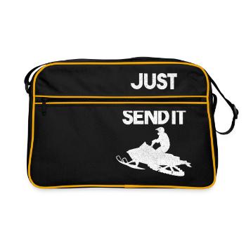 Snowmobile Rider Silhouette Distressed Just Gonna - Retro Tasche - Schwarz/Gold - Vorne