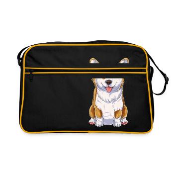 Funny Corgi Dog Welsh Corgi Gift Dogs - Retro Bag - black/gold - Front