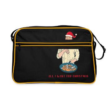 Santa Claus cooks mushrooms - Retro Bag - black/gold - Front