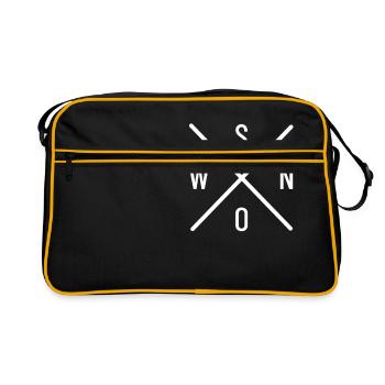 Skier, snowboarder, winter, snow, snow - Retro Bag - black/gold - Front