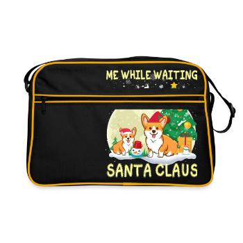 Corgi moi en attendant le Père Noël - Sac Retro - noir/or - Devant
