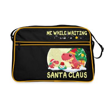 T rex moi en attendant le Père Noël - Sac Retro - noir/or - Devant