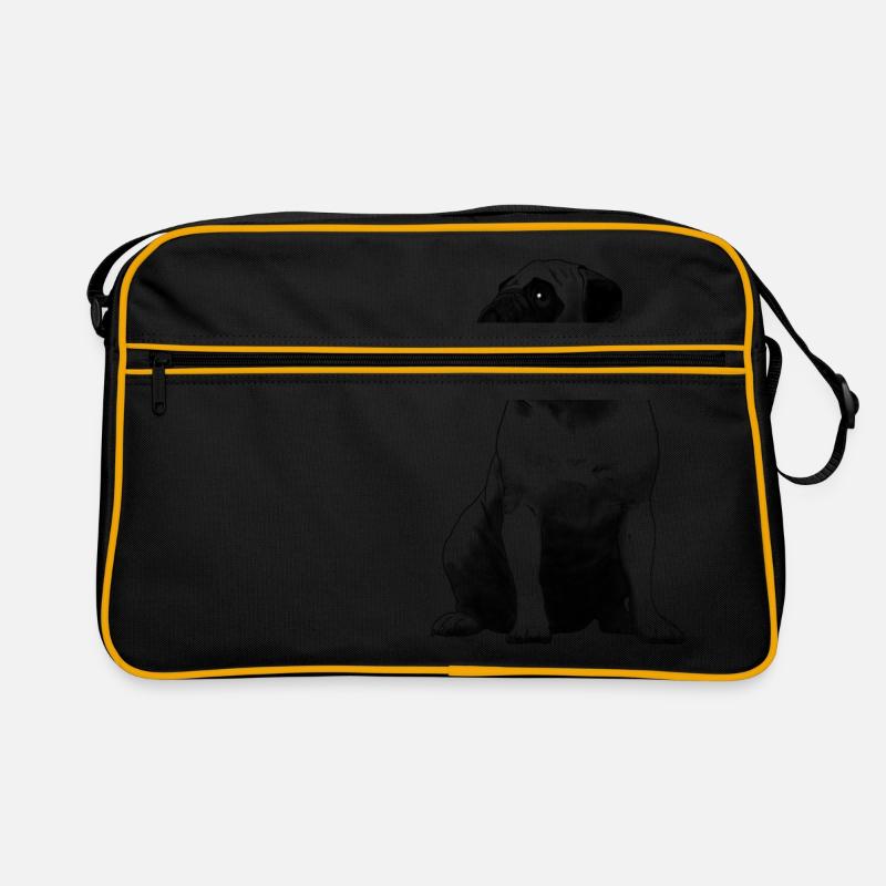 Sitzender Mops Hund Retro Tasche