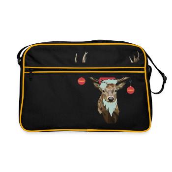 Chemise de Noël cerf meilleur cadeau fan de cerf - Sac Retro - noir/or - Devant