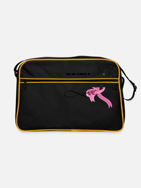 Faith hope love Brustkrebs Frauen Schleife - Retro Tasche - Schwarz/Gold - Vorne