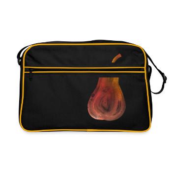 Poire rouge peint encre d’eau art aquarelle rouge - Sac Retro - noir/or - Devant