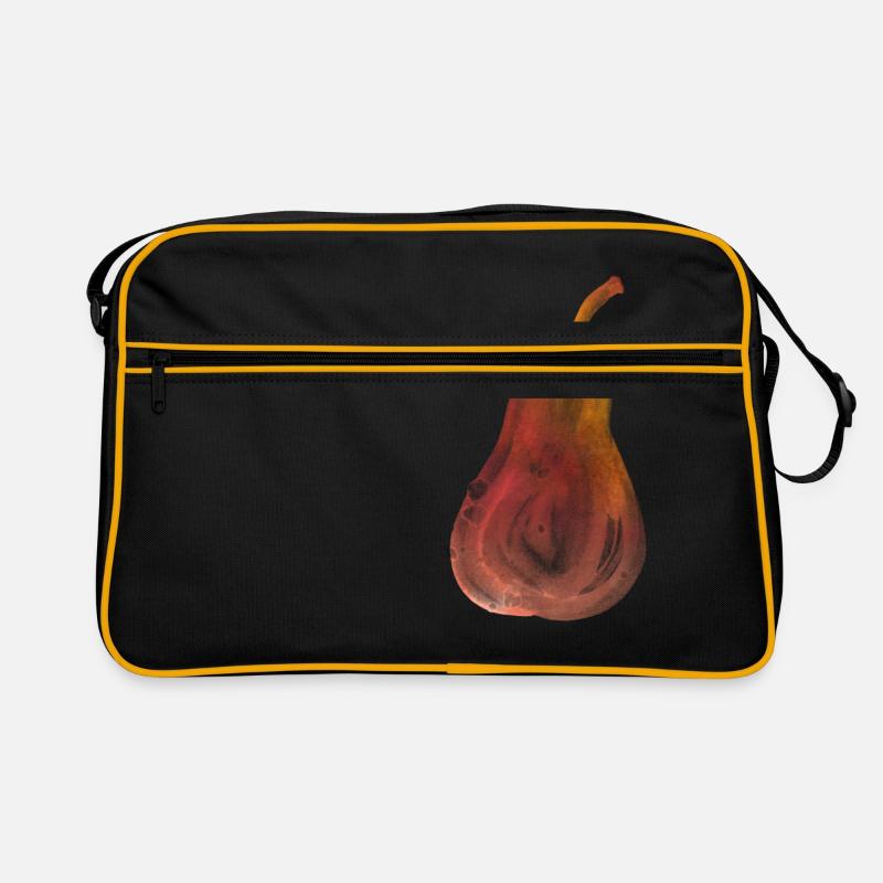 Rote Birne gemalt Wasserfarben Kunst Aquarell rot Retro Tasche