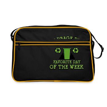 Fun Garbage Day Trash Day Gifts Trash Can Trash Ma - Sac Retro - noir/or - Devant