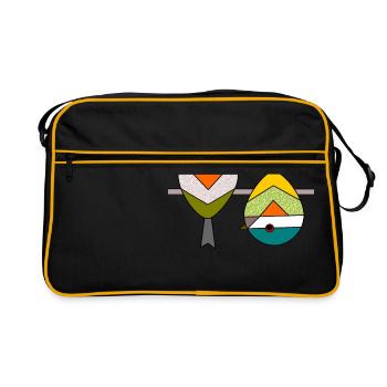 Bird 2 abstract geometric sparrows - Retro Bag - black/gold - Front