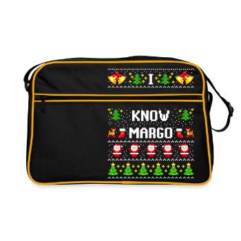 Weihnachts Margo hässlicher Pullover - Retro Tasche - Schwarz/Gold - Vorne