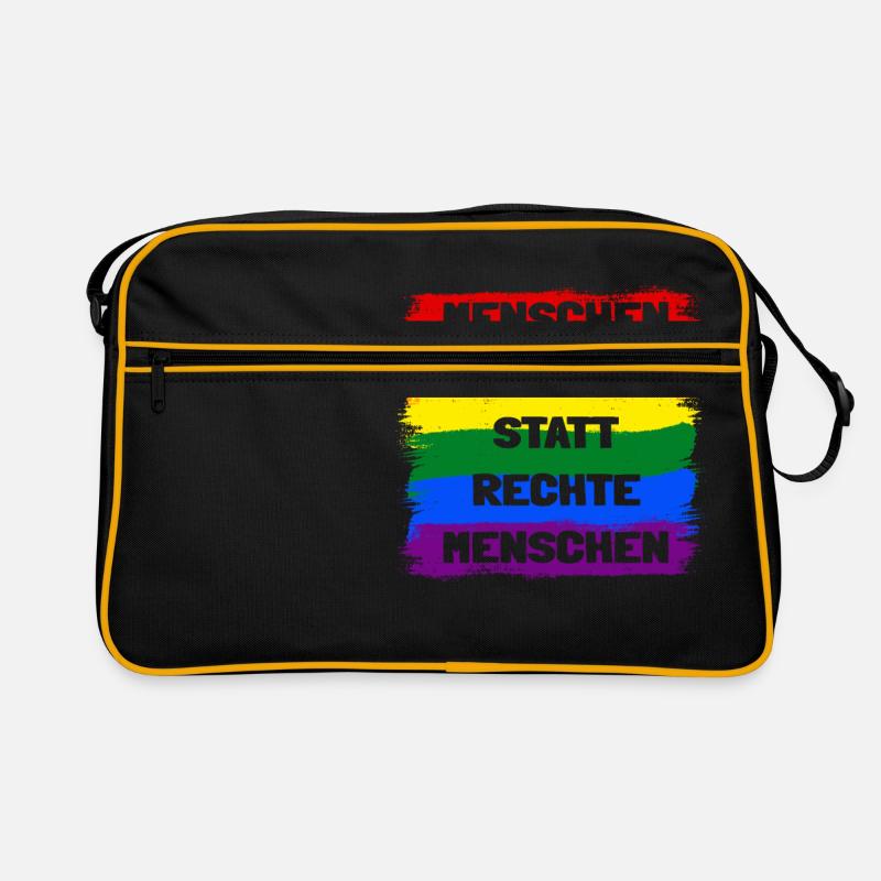 Menschenrechte statt rechte Menschen Regenbogen - Retro Tasche - Schwarz/Gold