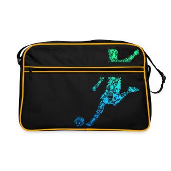 Fußball Fußballer Kinder Jungen Herren - Retro Tasche - Schwarz/Gold - Vorne