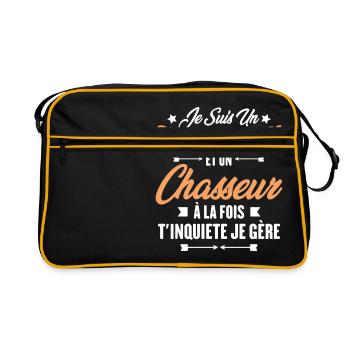 Je suis un super papy et un chasseur, Cadeau papy - Sac Retro - noir/or - Devant