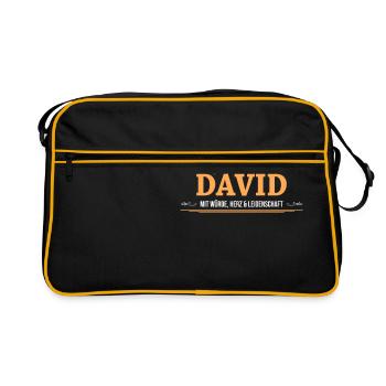 Professionell David Name Vorname - Retro Tasche - Schwarz/Gold - Vorne