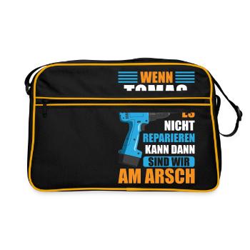Tomas Vorname Name Geburtstag Reparieren - Retro Tasche - Schwarz/Gold - Vorne