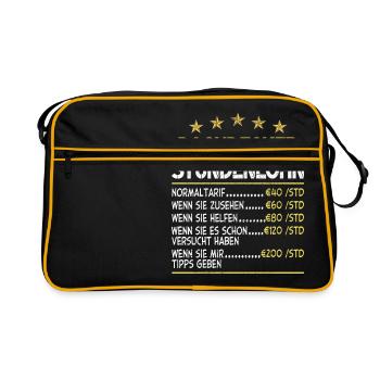 Stundenlohn Dachdecker - Retro Tasche - Schwarz/Gold - Vorne