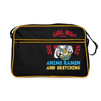 Fille Anime Ramen Dessin Cadeau - Sac Retro - noir/or - Devant