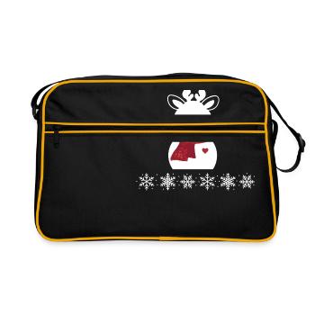 Cerfs de Noël et flocons de neige - Sac Retro - noir/or - Devant