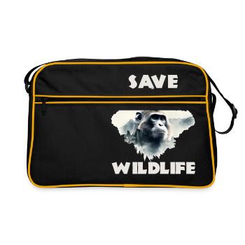 Sauver la faune chimpanzé - Sac Retro - noir/or - Devant