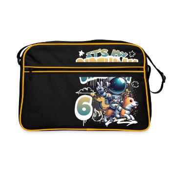 Astronaute 6e anniversaire Chien de l'espace drôle - Sac Retro - noir/or - Devant