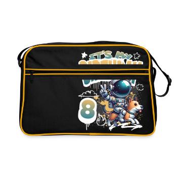 Astronaute 8e anniversaire Chien de l'espace drôle - Sac Retro - noir/or - Devant