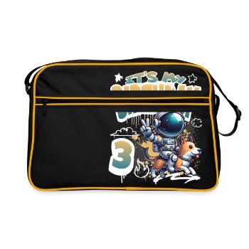 Astronaute 3e anniversaire Chien de l'espace drôle - Sac Retro - noir/or - Devant